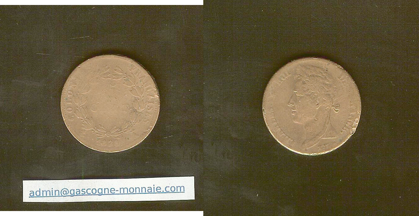 5 centimes Colonies Charles X 1828A gF